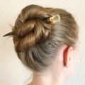 Hair stick, Wooden hair stick with crystal resin and gold leaf, Hair accessories for women, Bun holder, Hair slide, Womens gift