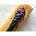 Hair stick with purple dragon, Hair accessories with dragon, wooden carved hair fork, bun holder, hair chopsticks, carved hair barrette