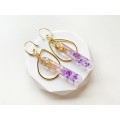 Dangle earrings with purple flowers • Minimalist drop resin earrings with pressed flowers • Wedding resin jewelry • Bridal earrings