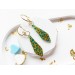 Dangle drop sparkly earrings with green stone glitters • Minimalist drop epoxy resin earrings • Evening jewelry • Spring cute earrings