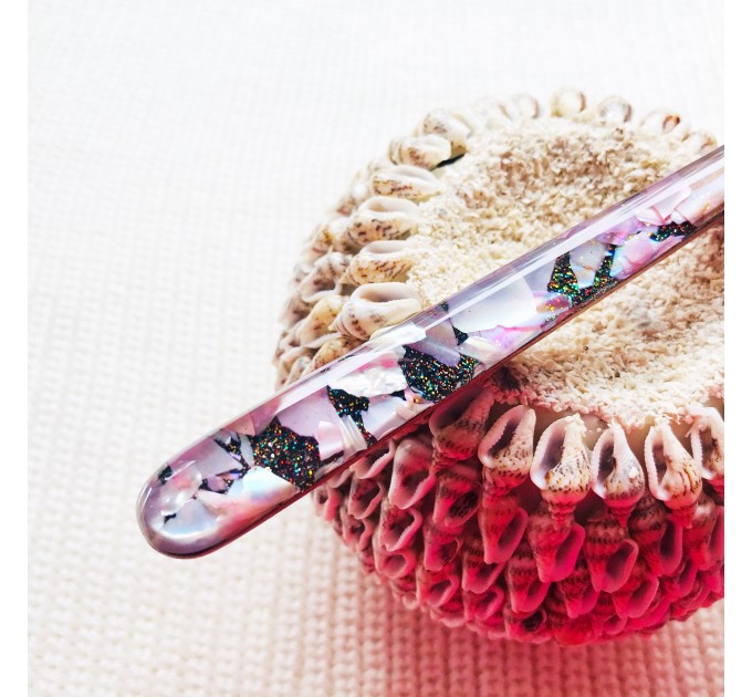 Pink hair stick with Mother of Pearl