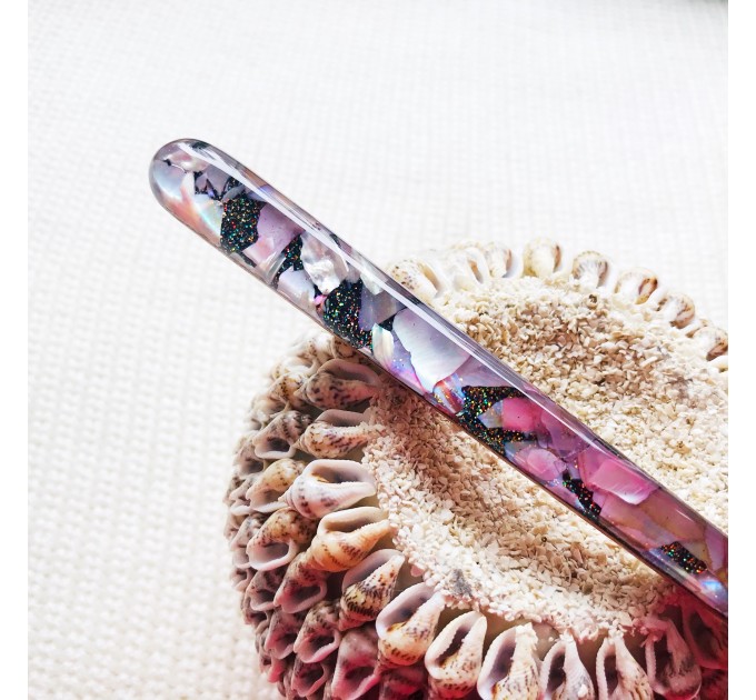 Pink hair stick with Mother of Pearl