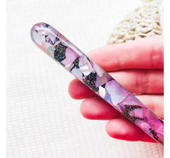 Pink hair stick with Mother of Pearl