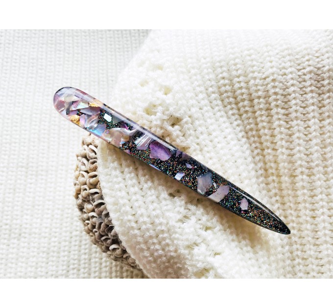 Pink hair stick with mother of pearl