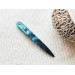 Short aqua blue hair stick with mother of pearl