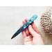 Short aqua blue hair stick with mother of pearl