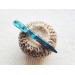 Short aqua blue hair stick with mother of pearl