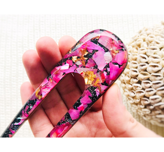 Cherry Color Hair Clip with Mother of Pearl