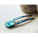 Resin hair fork with aqua blue seashells and wood 