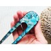 Resin hair fork with aqua blue seashells and wood 