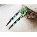 Hair fork with green seashells and wood