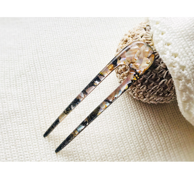 Peach Color Hair Clip with Mother of Pearl
