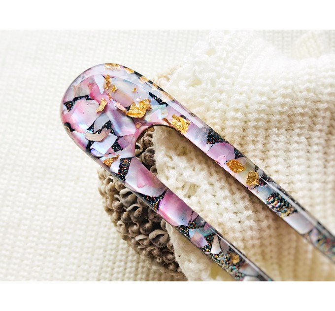 Pink Hair Clip with Mother of Pearl