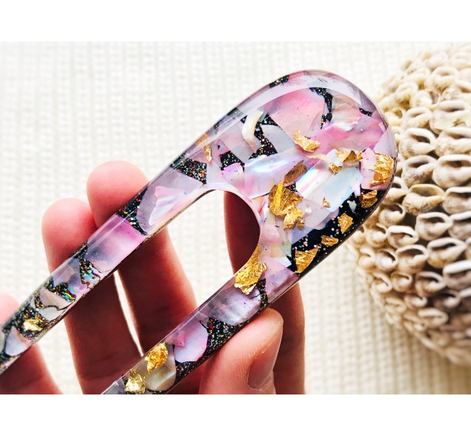 Pink Hair Clip with Mother of Pearl