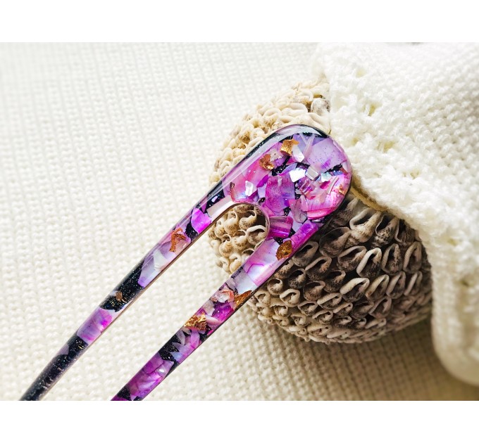 Purple Hair Clip with Mother of Pearl