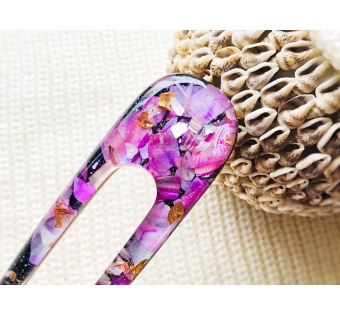 Purple Hair Clip with Mother of Pearl