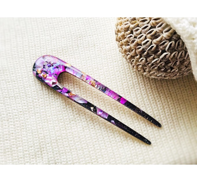 Purple Hair Clip with Mother of Pearl