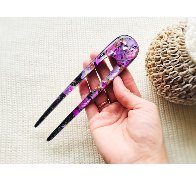 Purple Hair Clip with Mother of Pearl