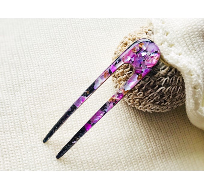 Purple Hair Clip with Mother of Pearl