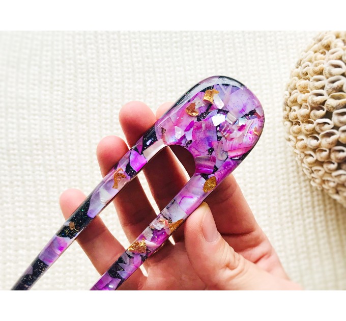 Purple Hair Clip with Mother of Pearl