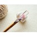 Wooden hair stick with purple flowers 