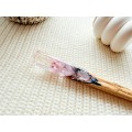 Wooden hair stick with purple flowers 