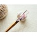 Wooden hair stick with purple flowers 