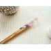 Wooden hair stick with purple flowers 