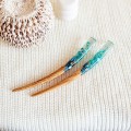 Hair stick with blue flowers